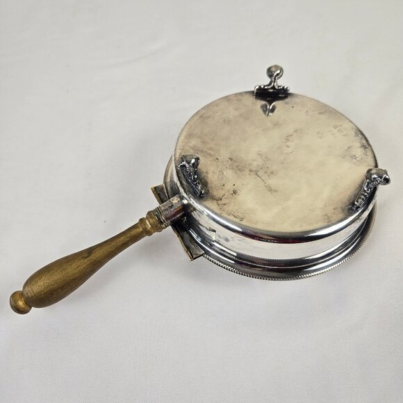 Vintage Sheffield EPC Silverplate Silent Butler Hinged Lid Footed Engraved Horse - Picture 8 of 15
